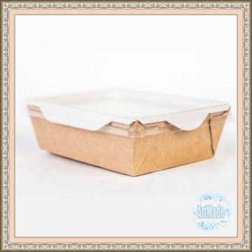 Коробка крафт с прозрачной крышкой, 16,5х12х4,5 см