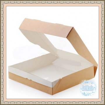 Коробка крафт с окном, 20х20х4 см